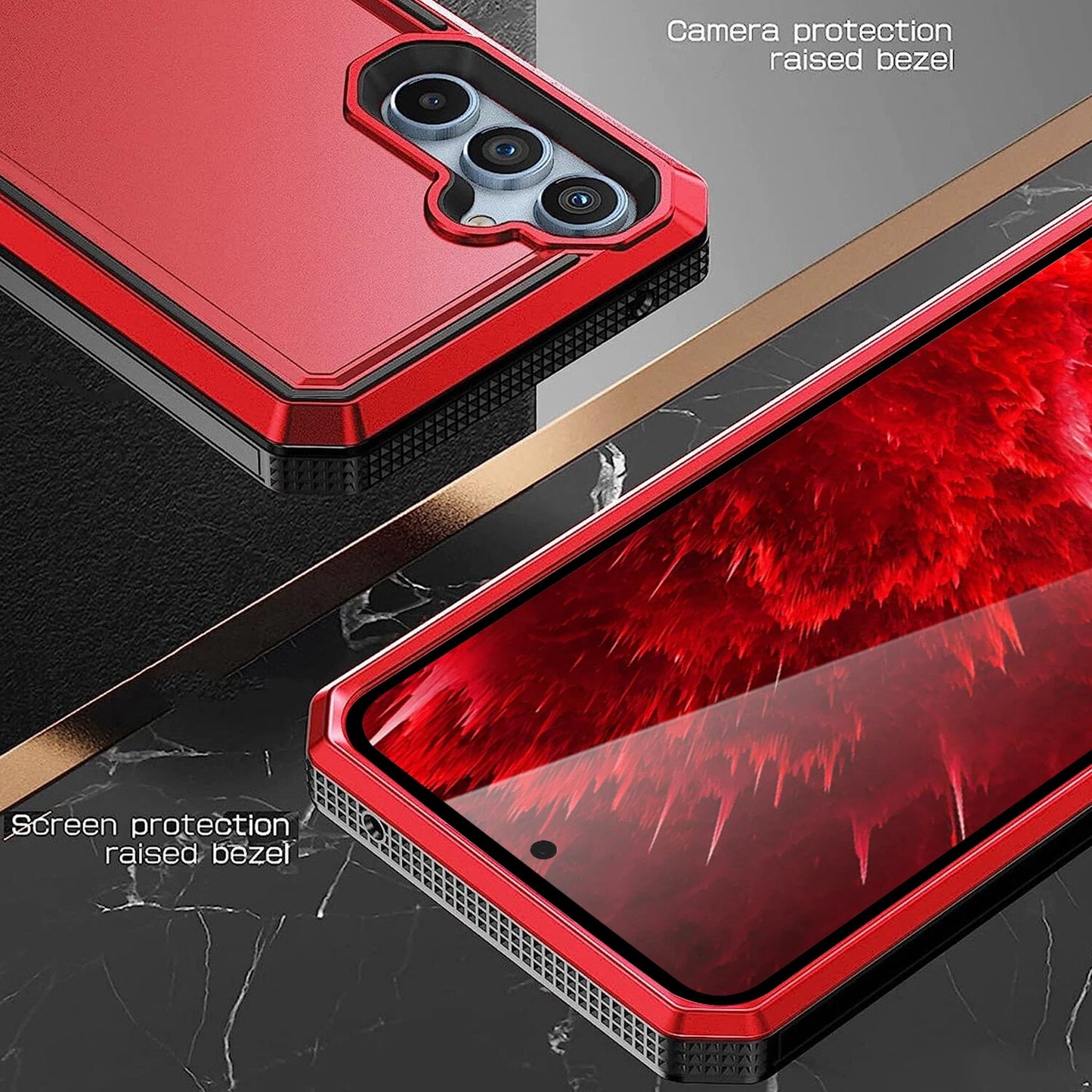 For Samsung Galaxy A16 A14 A15 A54 5G Phone Case PC+TPU Cover +Tempered Glass