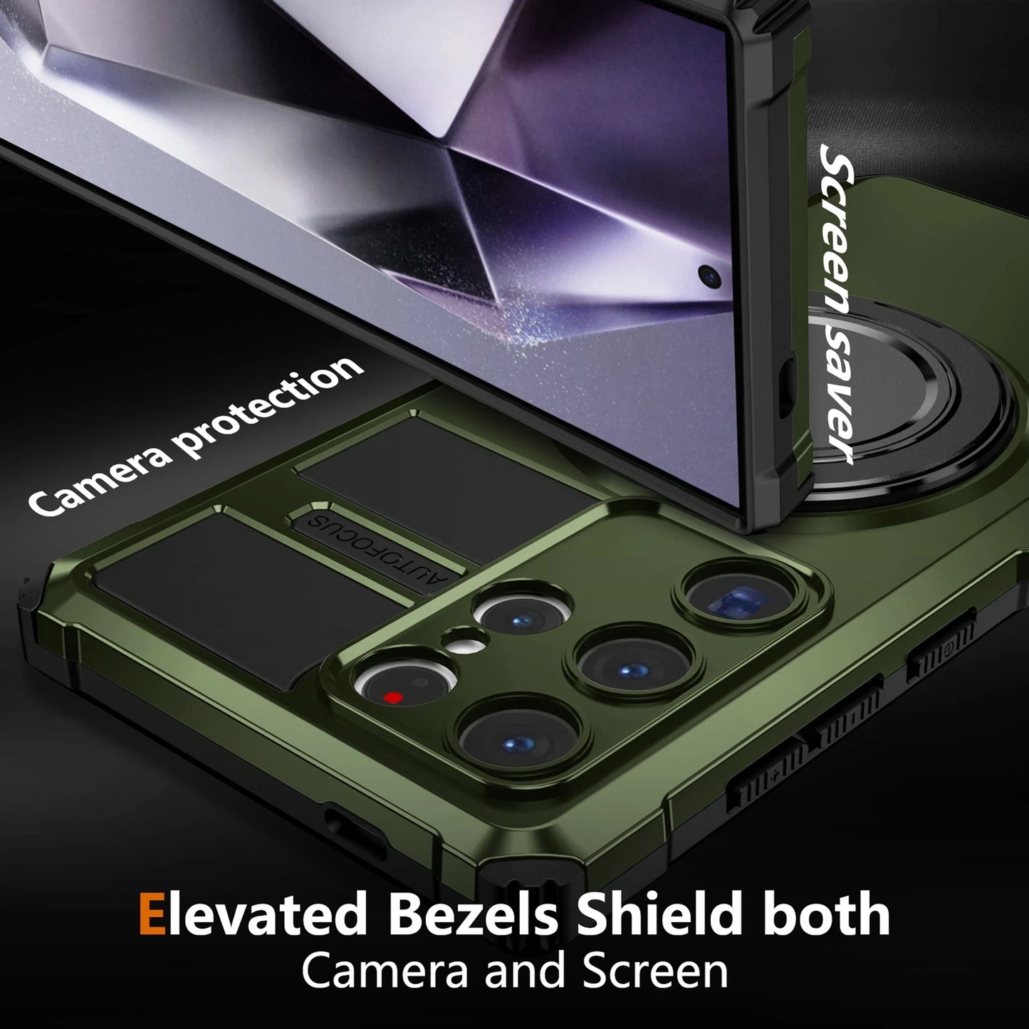 For Samsung Galaxy S24/S23/S25 Ultra Rugged Armor Phone Case + Screen Protector