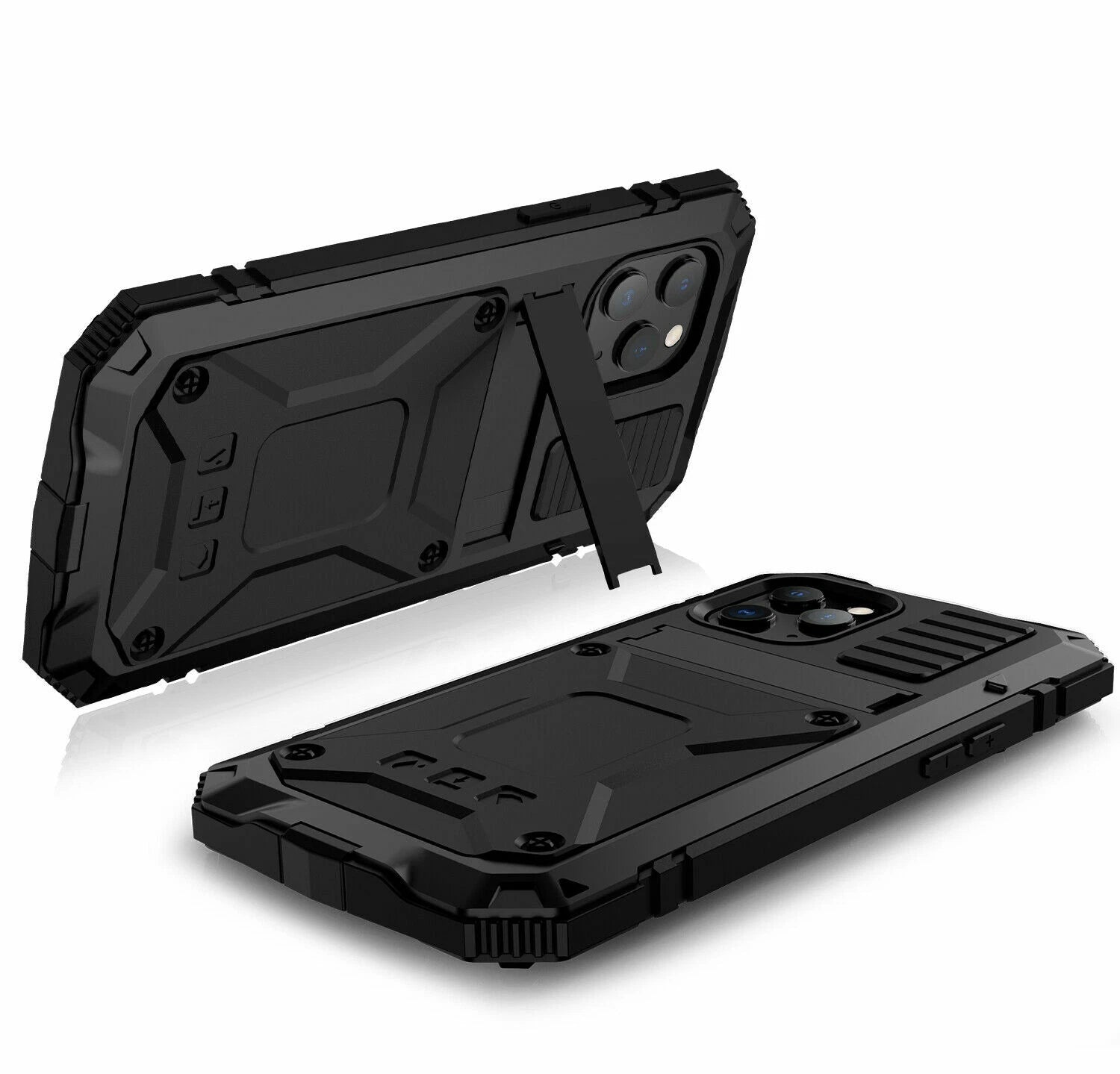 Heavy Duty Armor Metal Screen Glass Stand Case for iPhone 17 Pro Max 16 15 14 13