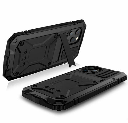 Heavy Duty Armor Metal Screen Glass Stand Case for iPhone 17 Pro Max 16 15 14 13
