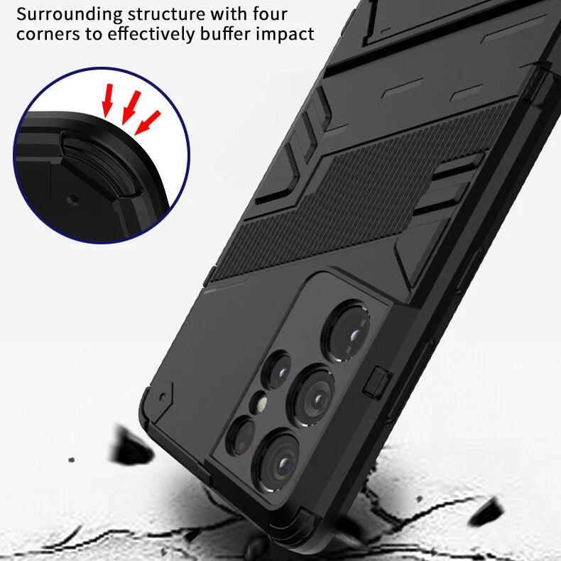 Shockproof Rubber Stand Hybrid Case Cover for Samsung S23 FE S25/S22+/S24 Ultra