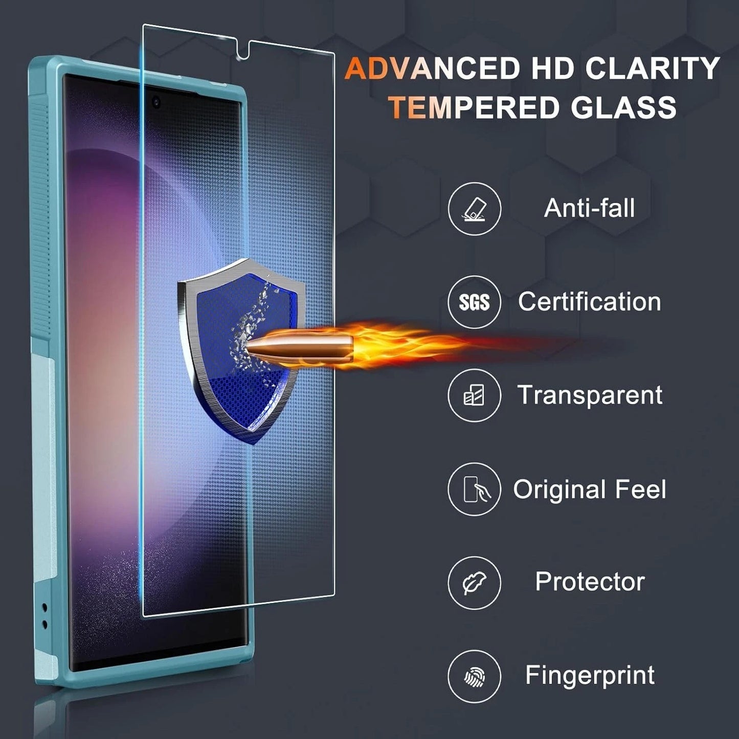 For Samsung Galaxy S25 Ultra S24 S23 FE Case Shockproof Phone Cover+Glass Screen