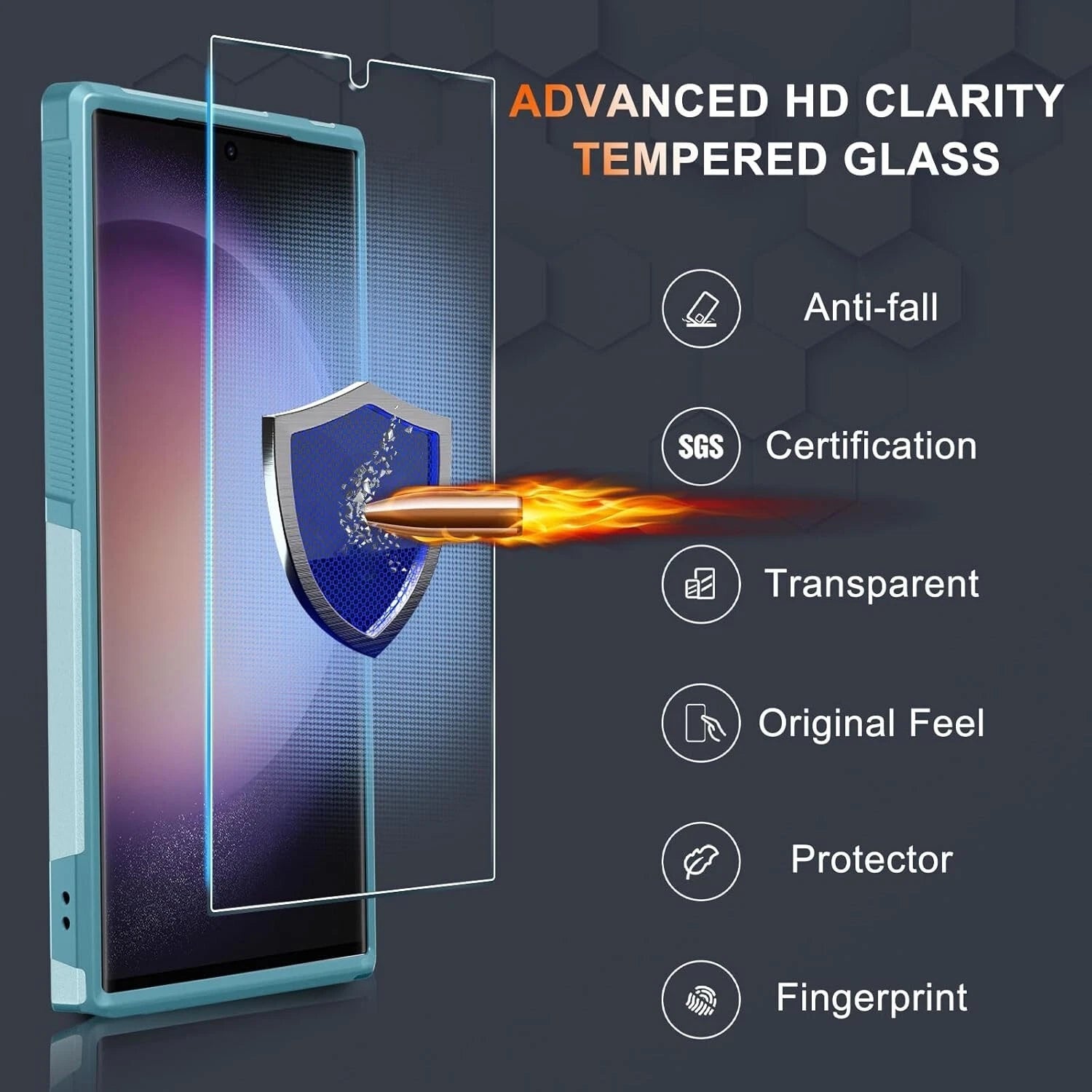For Samsung Galaxy S25 Ultra S24 S23 FE Case Shockproof Phone Cover+Glass Screen