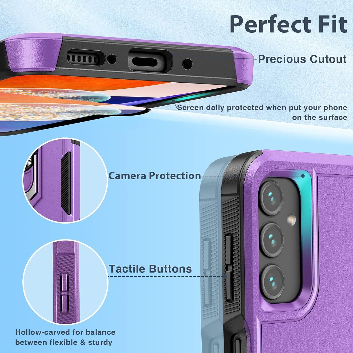 For Samsung Galaxy A16 5G A15 A14 A54 A35 A03S Case Phone Cover Shockproof+Glass