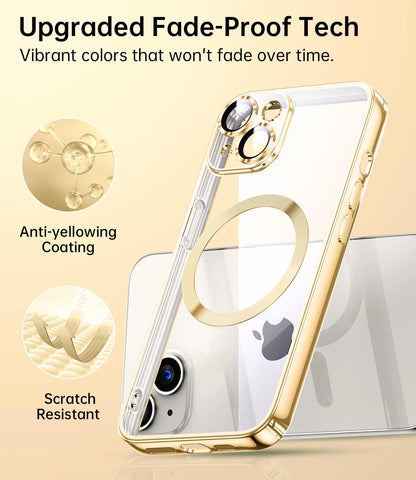 For Apple iPhone 16 15 14 13 12 11 Pro Max Clear Case Slim Plating Mag Cover