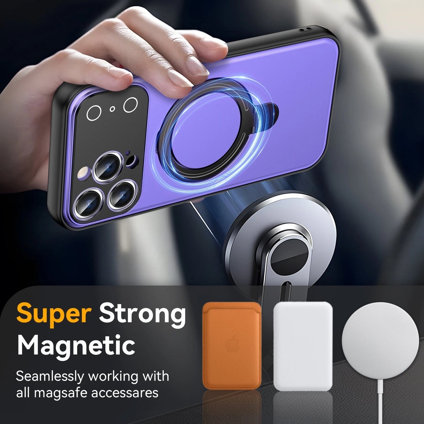 For iPhone 17 Pro Max Air 16 15 14 13 Pro Shockproof Ring Stand Mag Safe Case