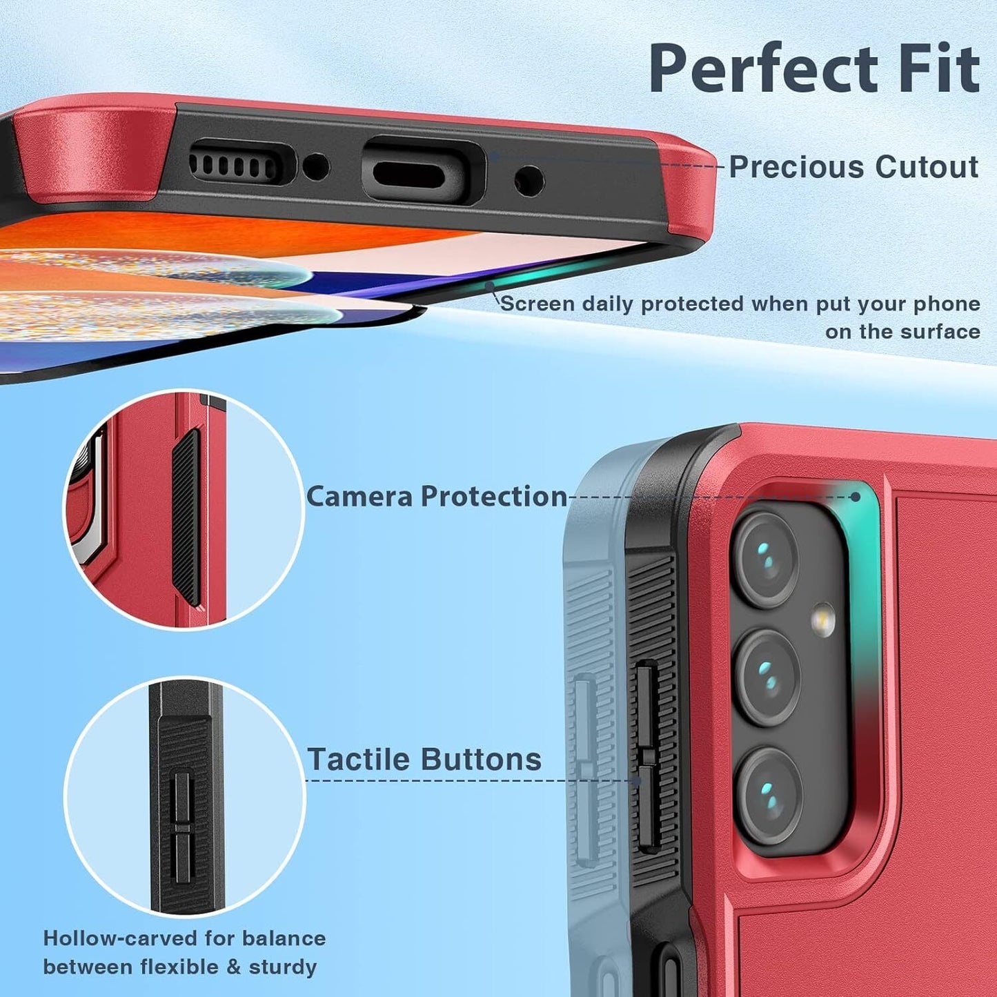 For Samsung Galaxy A16 5G A15 A14 A54 A35 A03S Case Phone Cover Shockproof+Glass