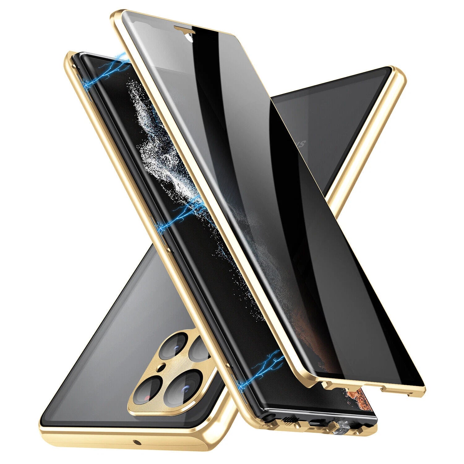 For Samsung Galaxy S25 Ultra S24+ S23 S22 S21 360�� Anti-Spy Magnetic Glass 