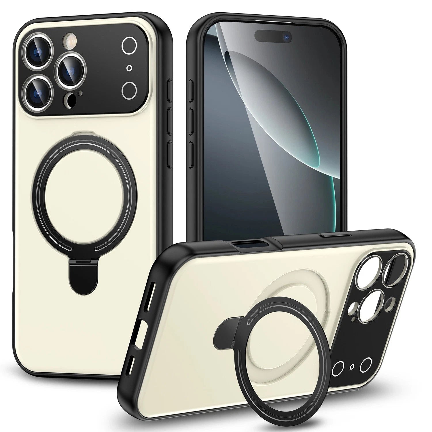 For iPhone 17 Pro Max Air 16 15 14 13 Pro Shockproof Ring Stand Mag Safe Case