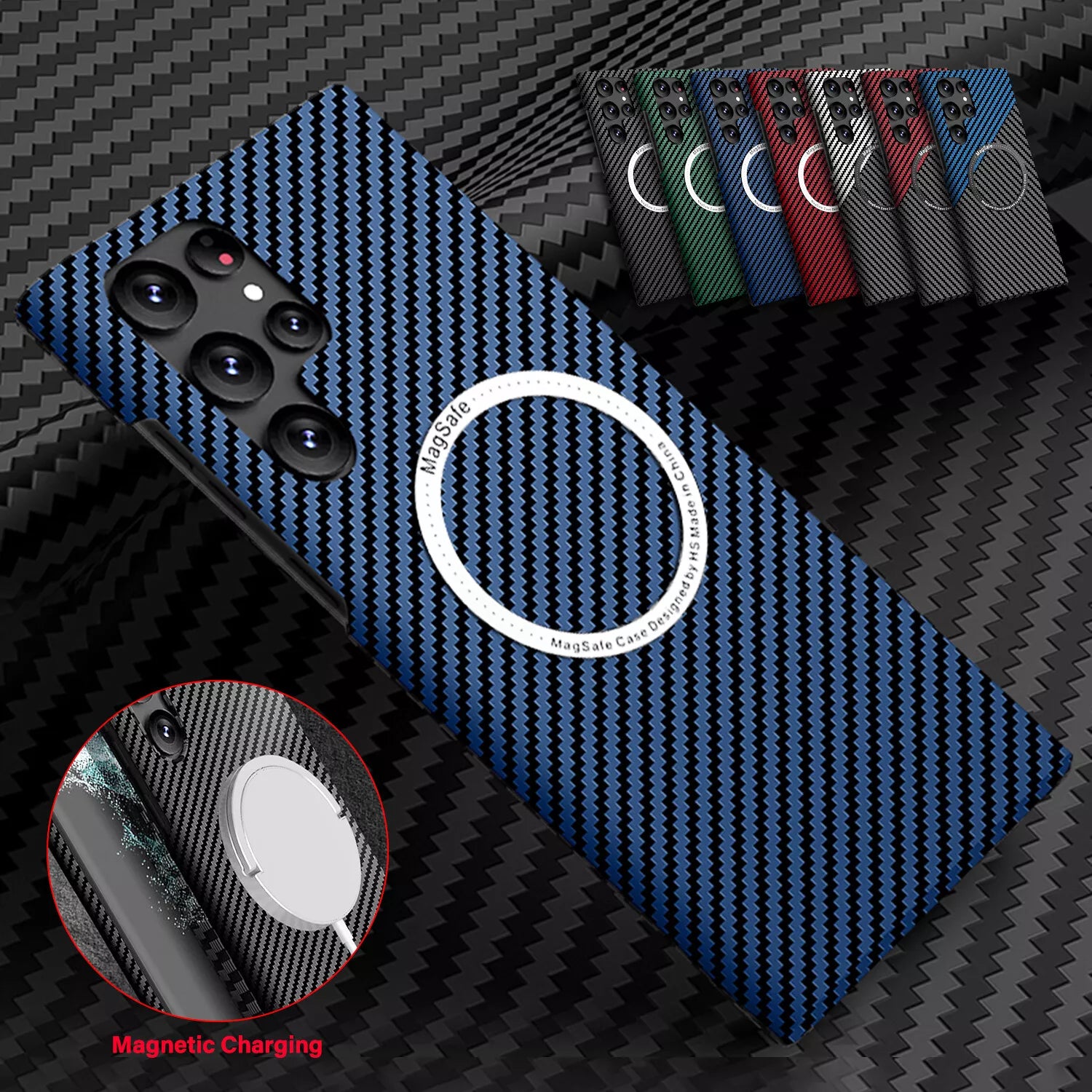 For Samsung Galaxy S25 Ultra S24 S23S22 MagSafe Case Magnetic Carbon Fiber Cover