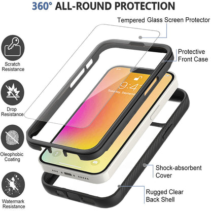For iPhone 13 Case /13 Pro Max/Mini/Pro/ Phone Cover Shockproof + Tempered Glass
