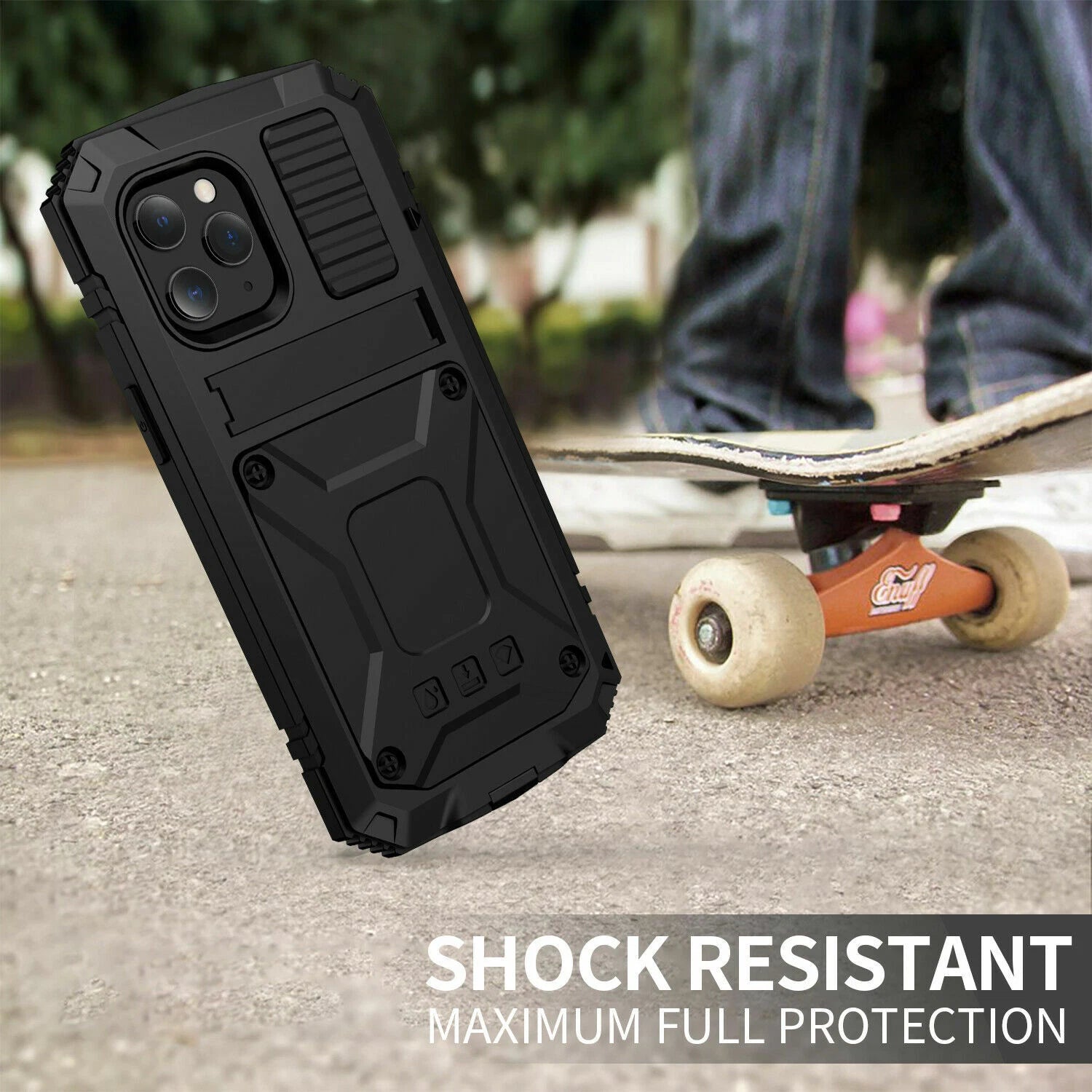 Heavy Duty Armor Metal Screen Glass Stand Case for iPhone 17 Pro Max 16 15 14 13