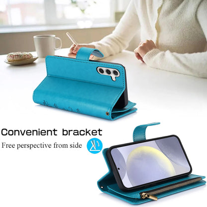 Leather Zipper Wallet Phone Case For Samsung Galaxy S25 S24 Ultra S23 S22 S21 FE