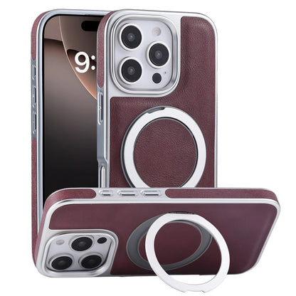 For iPhone 17 Pro Max 16 15 14 13 Shockproof PU Leather Magnetic Ring Stand Case