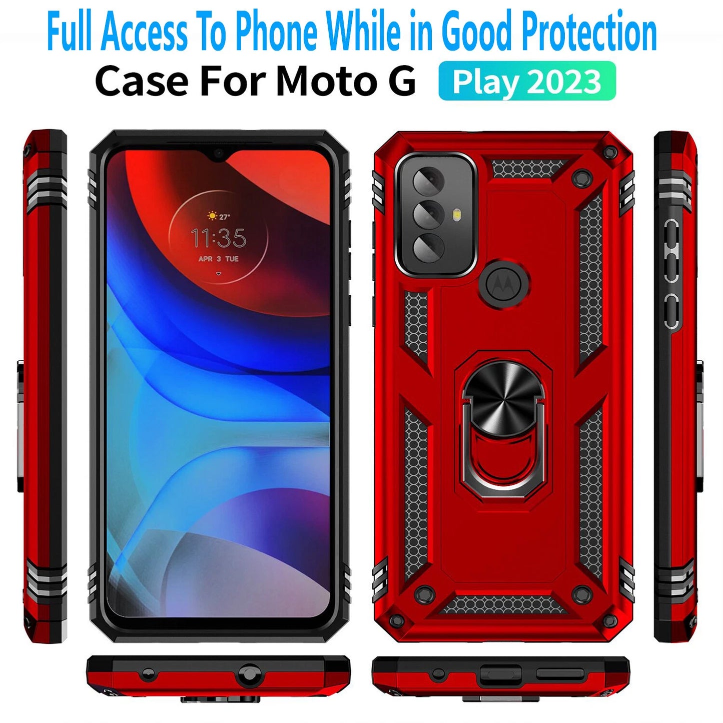For Motorola Moto G Play 2024 Case /2023 Phone Cover Shockproof + Tempered Glass