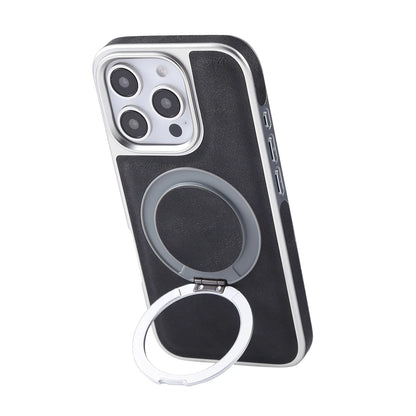 For iPhone 17 Pro Max 16 15 14 13 Shockproof PU Leather Magnetic Ring Stand Case