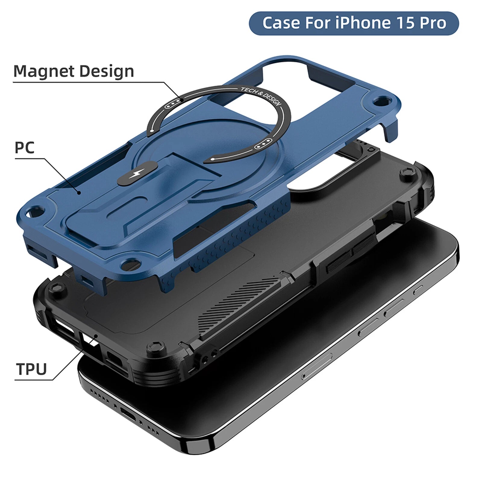 For iPhone 17 16 Pro Max 15 14 13 12 11 Heavy Duty Rugged Magnetic Case + Stand