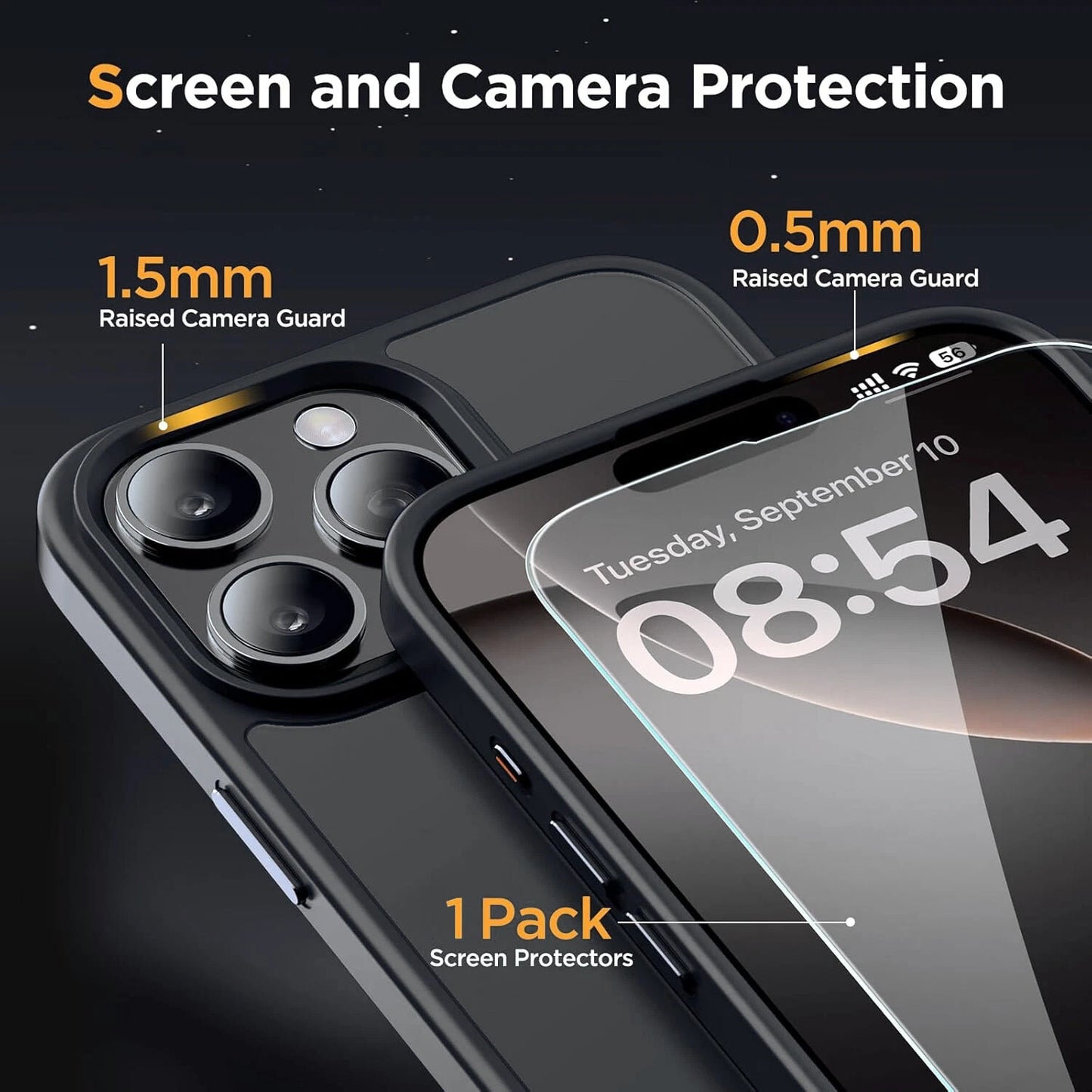 For iPhone 17 Pro Max Case 17 Pro 16 15 14 13 12 11 Phone Cover + Tempered Glass