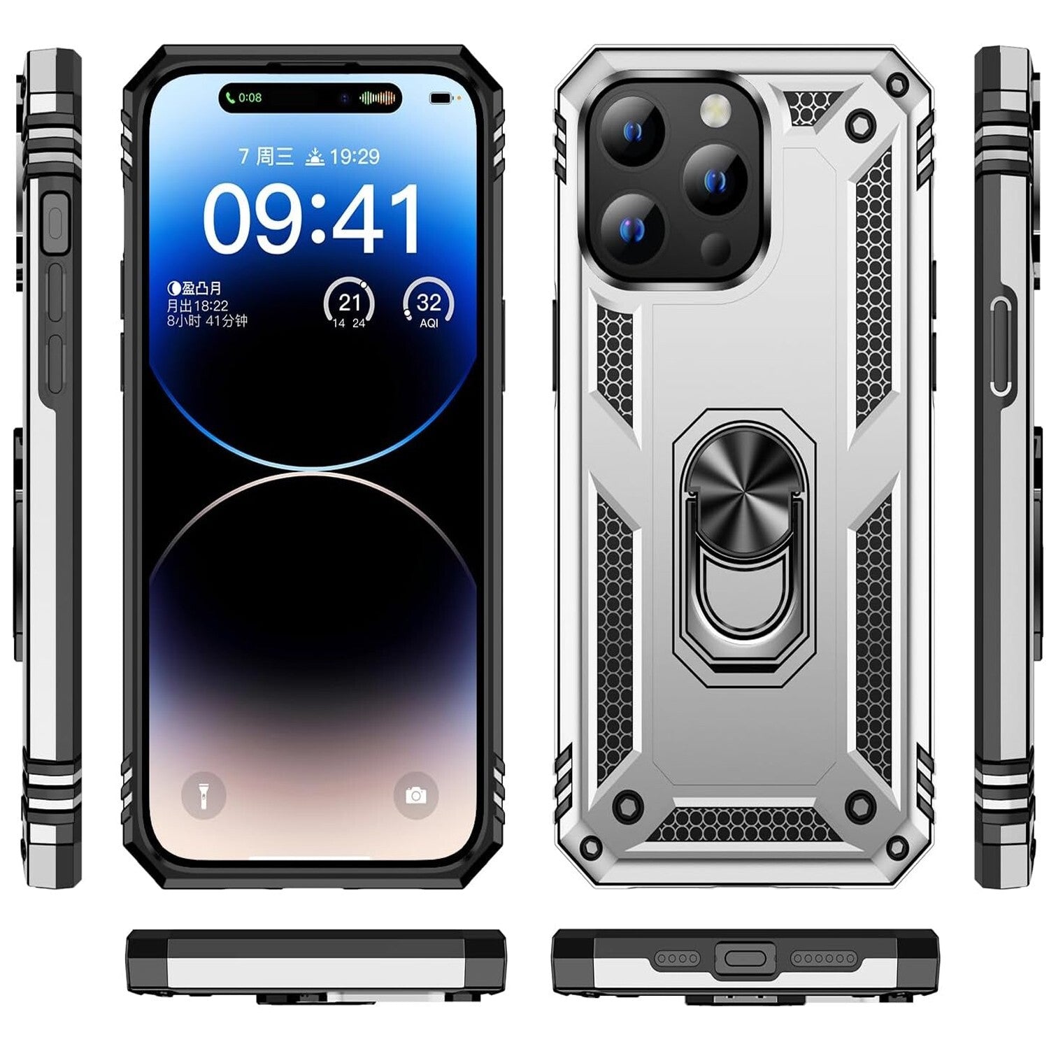 For iPhone 13 Case/13 Pro Max/13 Mini Phone Cover Shockproof + Tempered Glass