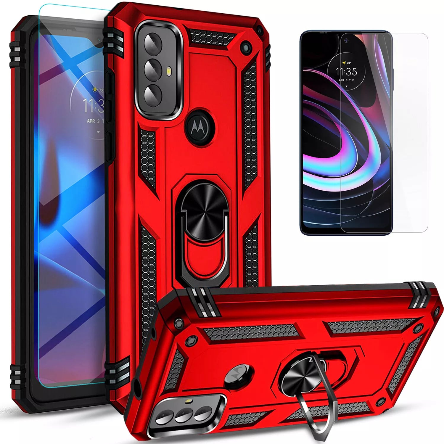 For Motorola Moto G Play 2024 Case /2023 Phone Cover Shockproof + Tempered Glass