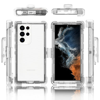 For Samsung Galaxy S25 S24 S23S22+ Ultra Shockproof Heavy Duty Clear Case + Clip