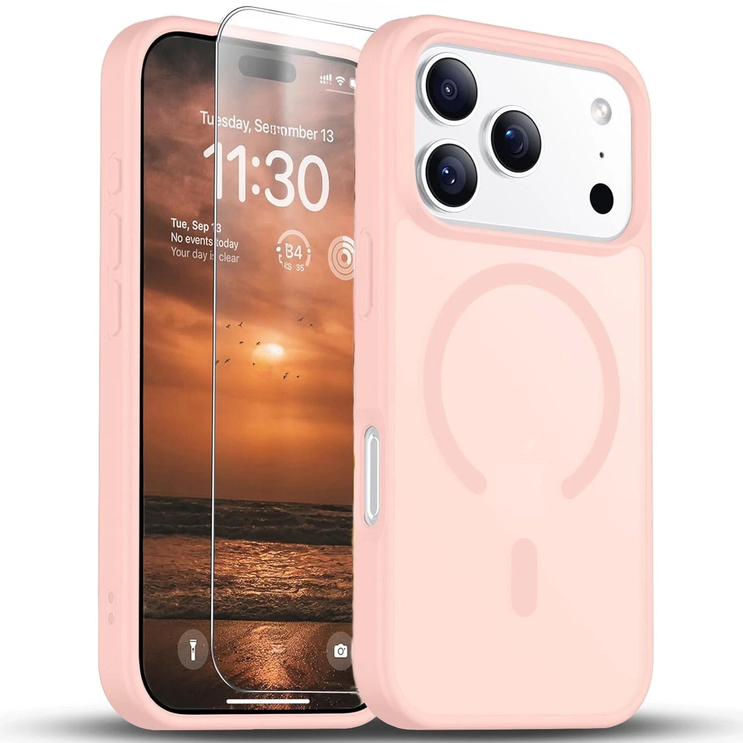 For iPhone 17 Pro Max Case 17 Pro 16 Phone Cover Shockproof Frost+Tempered Glass