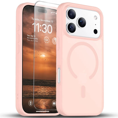 For iPhone 17 Pro Max Case 17 Pro 16 Phone Cover Shockproof Frost+Tempered Glass