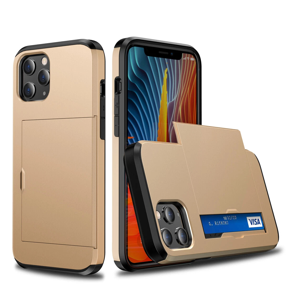 Slide Wallet Case Card Holder For iPhone 14 13 12 11 15 Pro Max X 7 8 Slim Cover