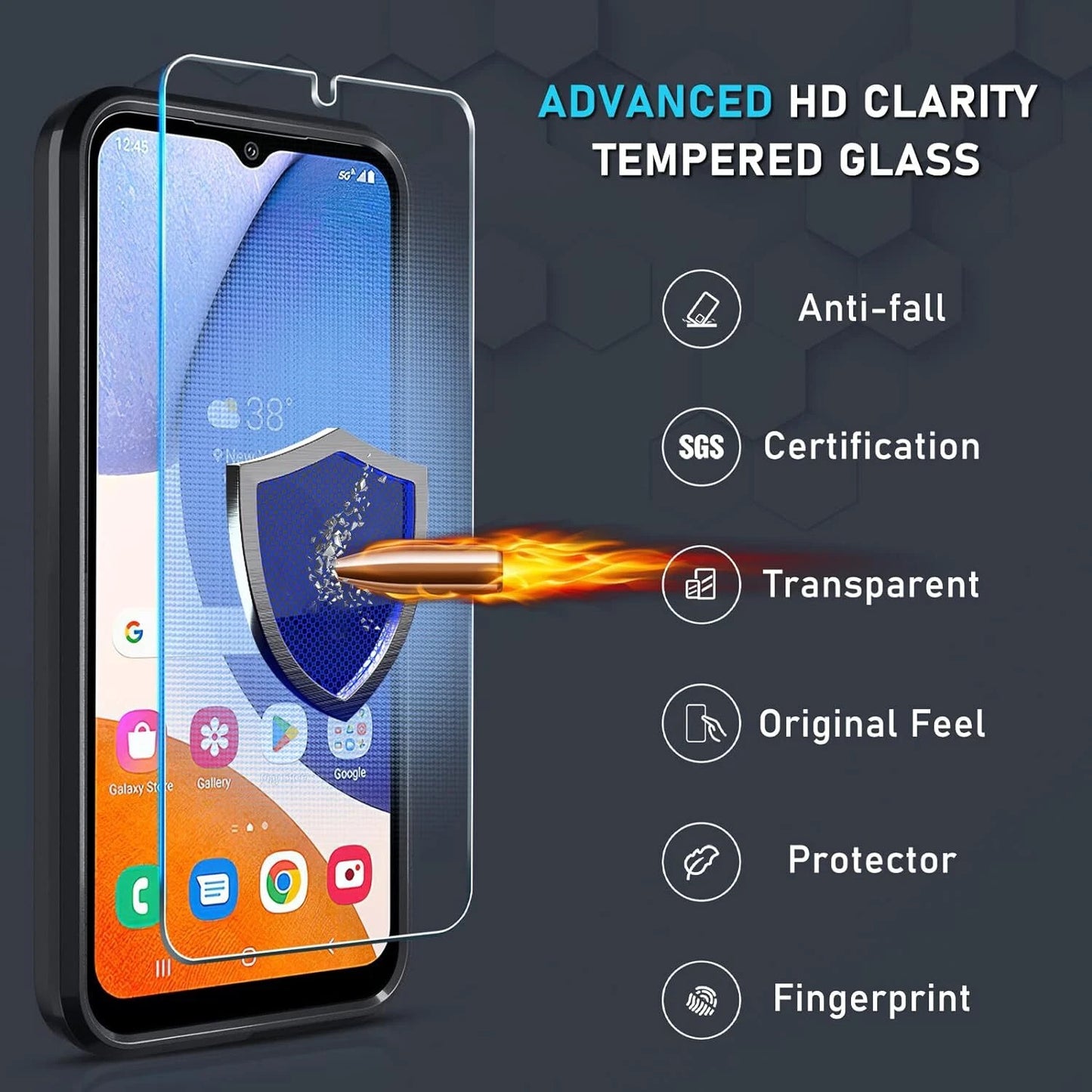 For Samsung Galaxy A16 A15 5G A14 A54 A03S A13 A32 A33 Case Phone Cover + Glass