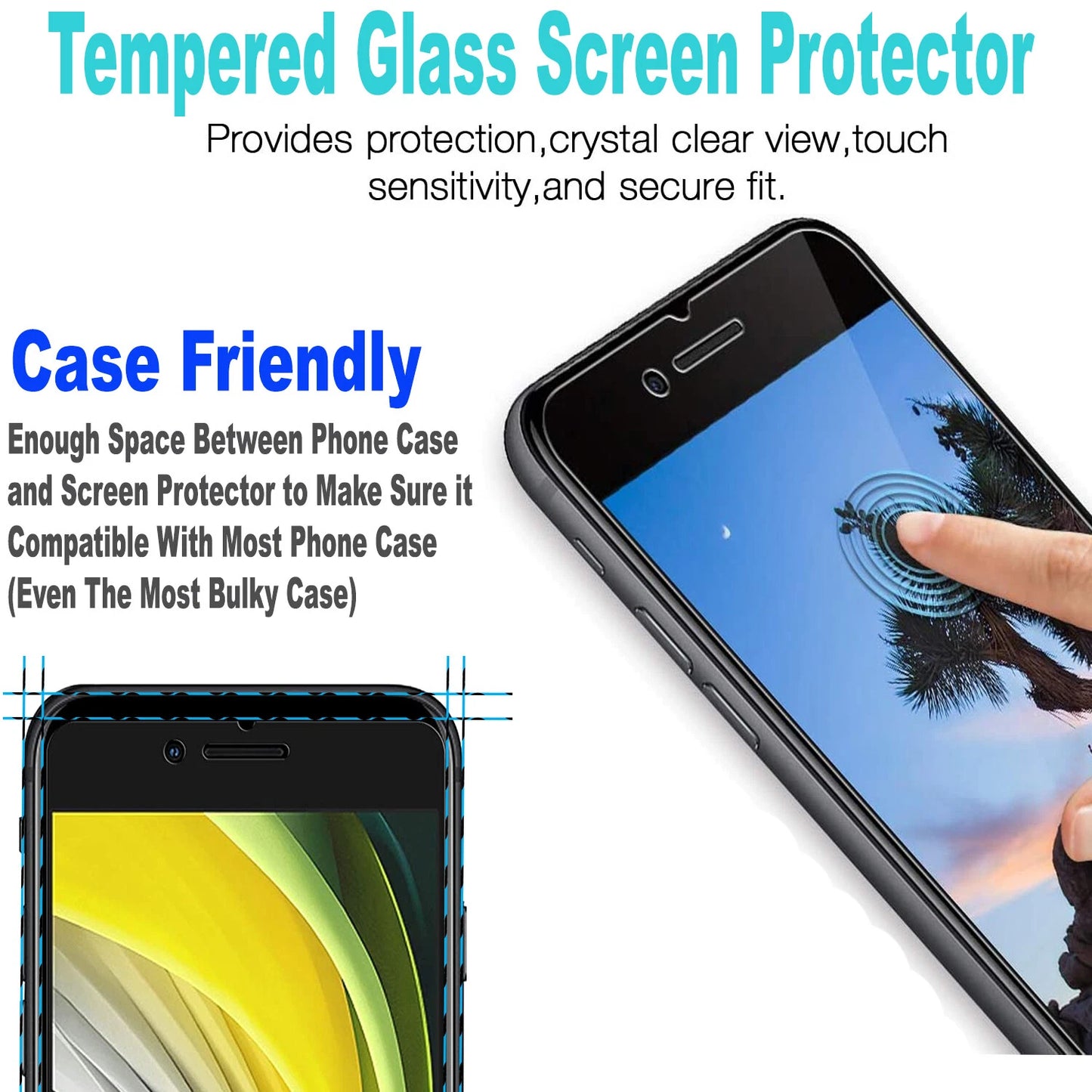 For iPhone SE Case /8/7 Plus/6S Phone Cover Shockproof Heavy Duty + Screen Glass