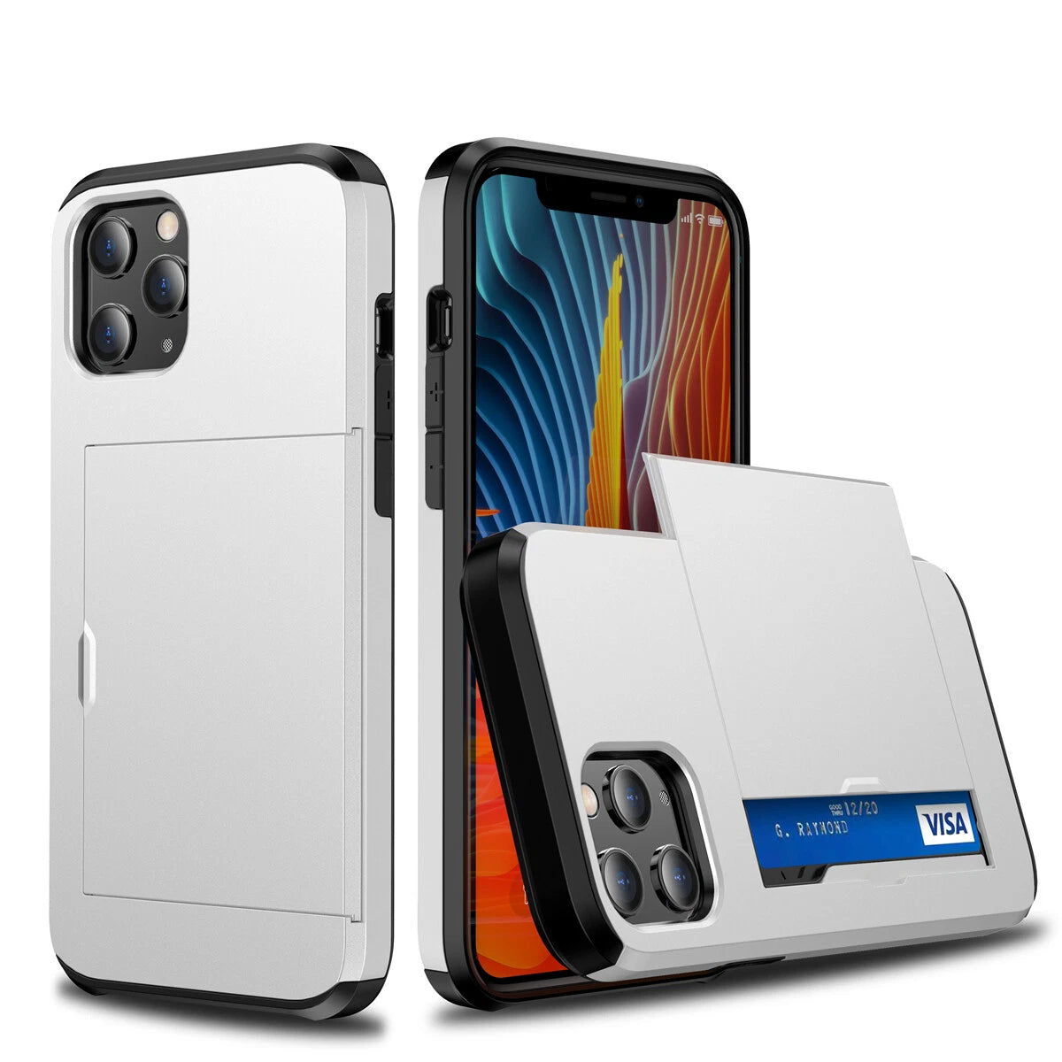 Slide Wallet Case Card Holder For iPhone 14 13 12 11 15 Pro Max X 7 8 Slim Cover