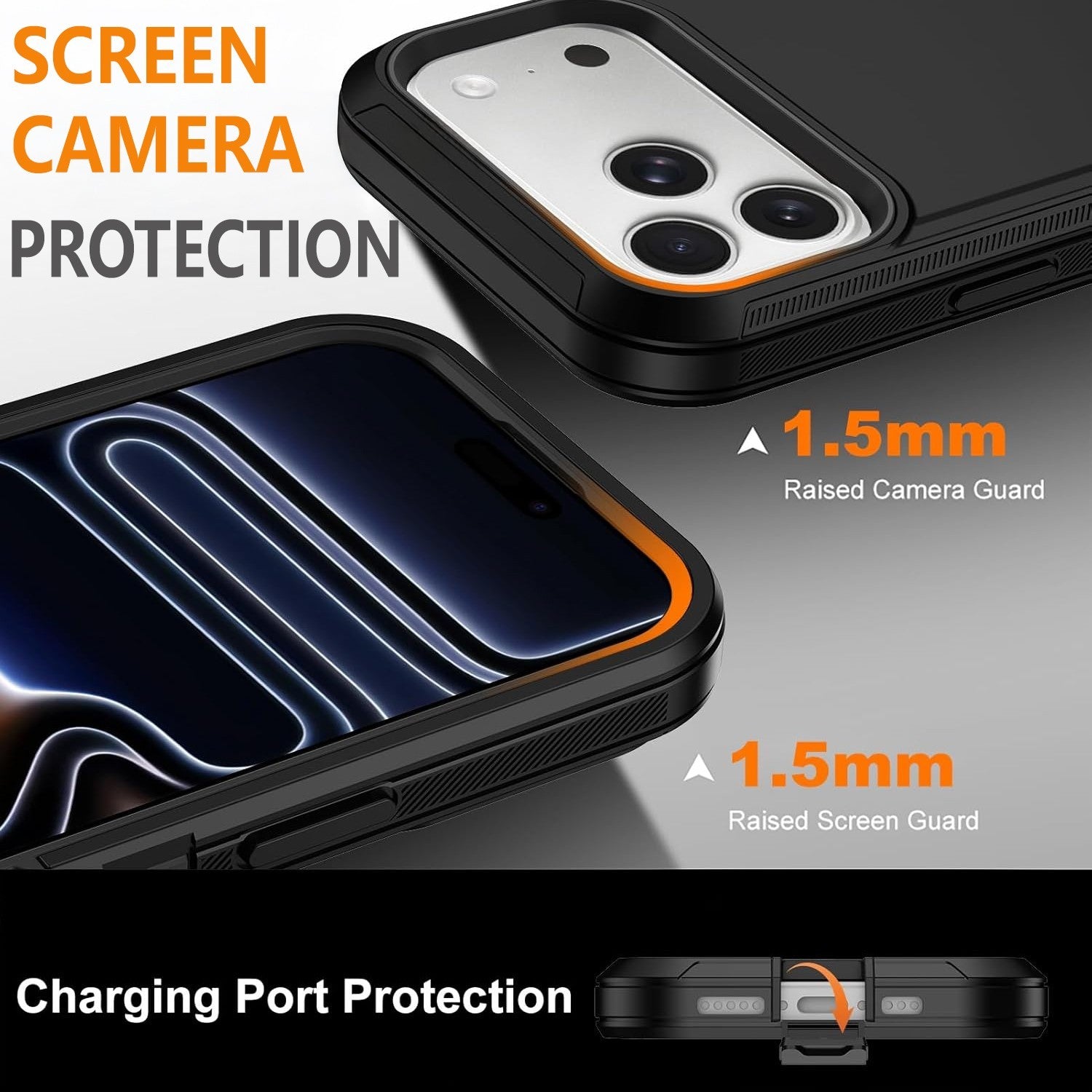For iPhone 17 Pro Max Case /17 Pro/16 Phone Cover Fit OtterBox + Tempered Glass