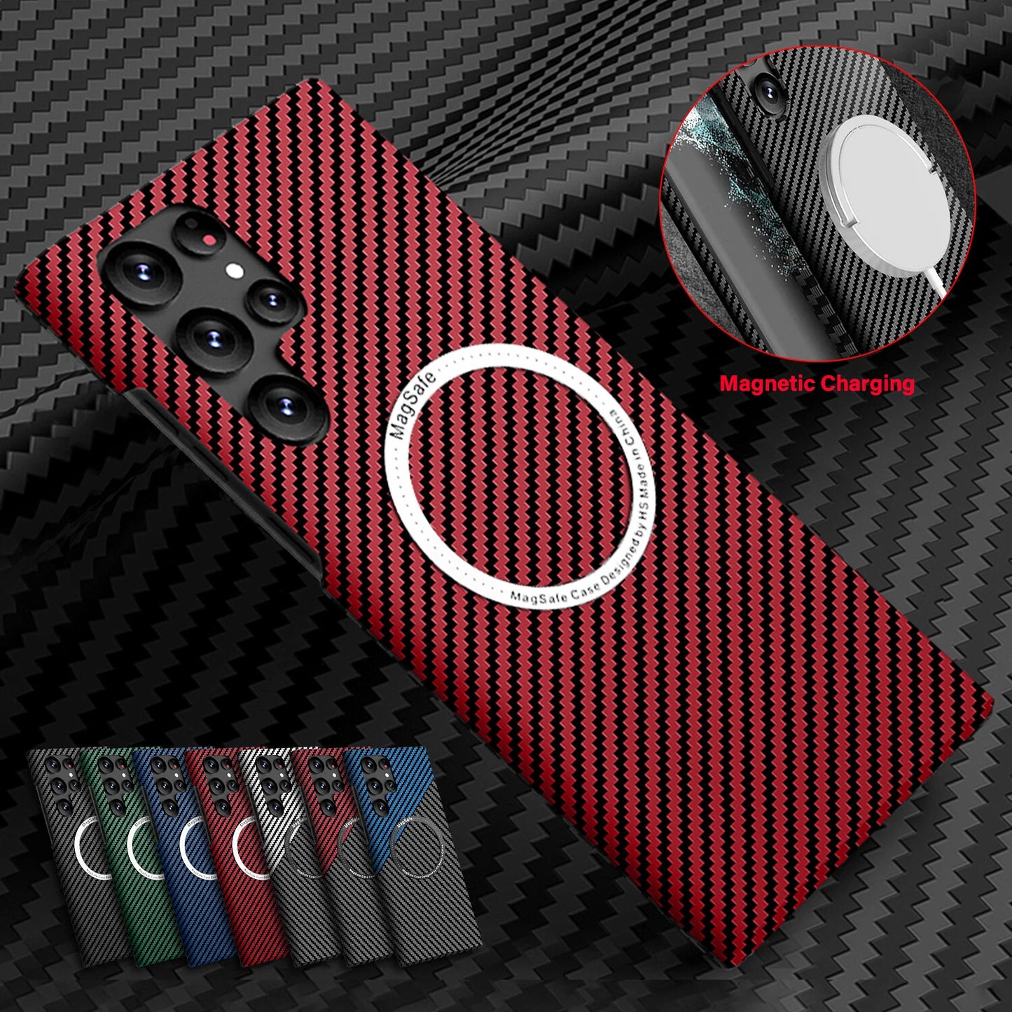 For Samsung Galaxy S25 Ultra S24 S23S22 MagSafe Case Magnetic Carbon Fiber Cover