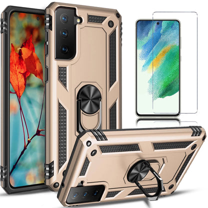 Samsung Galaxy S21 / S21 Ultra / S21 FE Armor Case with 9H Tempered Glass Screen Protector Bundle