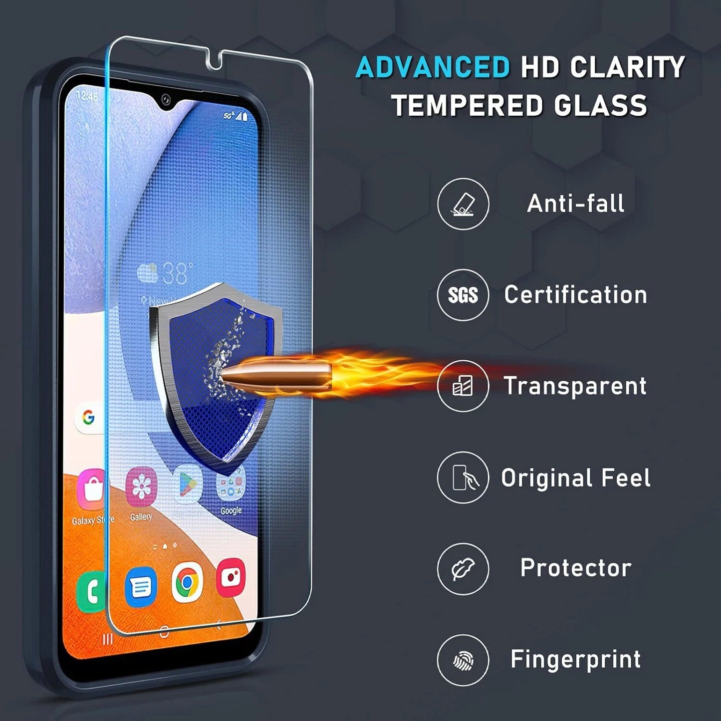 For Samsung Galaxy A16 A15 5G A14 A54 A03S A13 A32 A33 Case Phone Cover + Glass