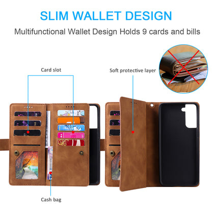 Zipper Leather Wallet Case For Samsung Galaxy S25 S24 S23 S22 Ultra Plus S21 S20