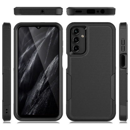Black Samsung Galaxy A16 5G case with textured grip, dual-layer protection, and tempered glass screen cover.