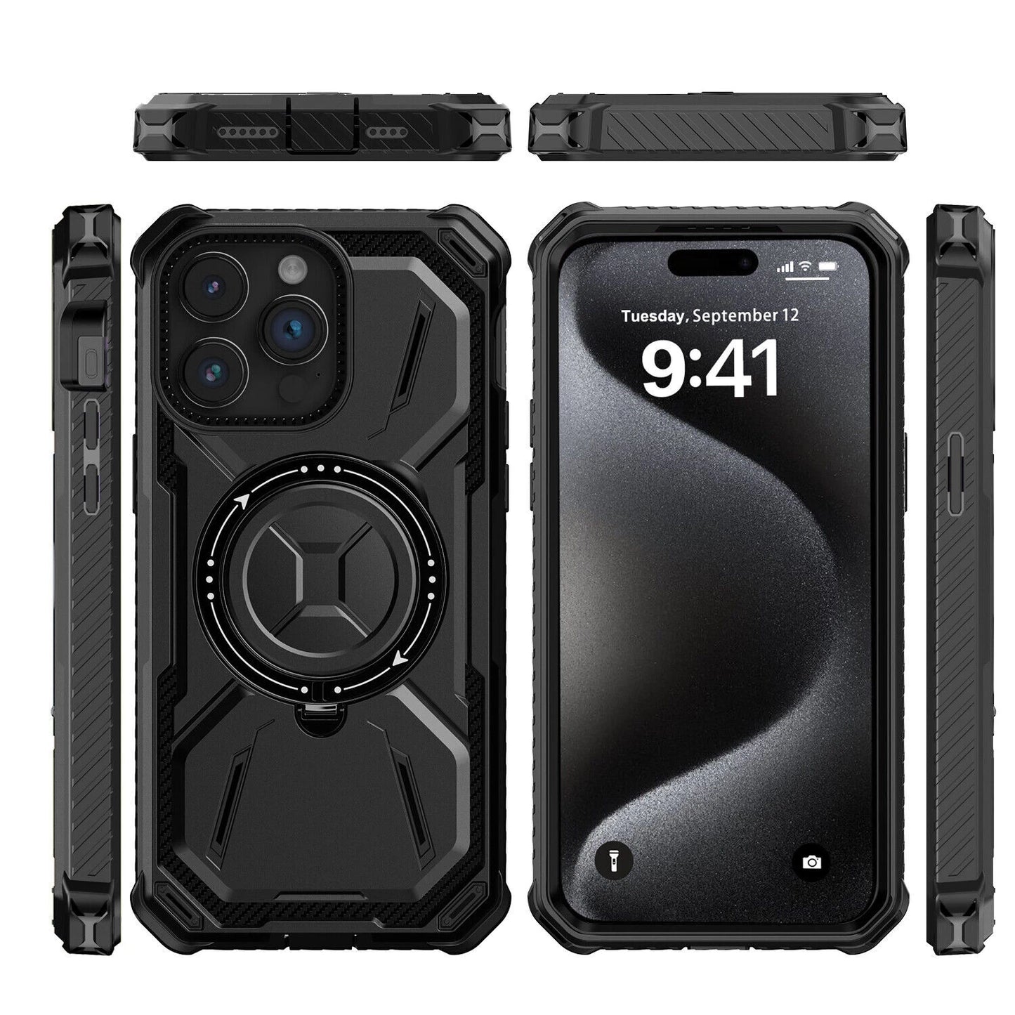 For iPhone 16 Pro Max 15 14 13 12 11 Heavy Duty Defender Case Belt Clip Holster