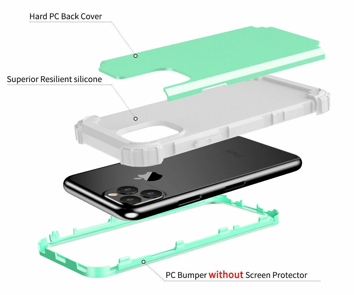 For iPhone 16e 16 17 Pro Max 15 14 13 12 11 Shockproof Rubber Hybrid Armor Case