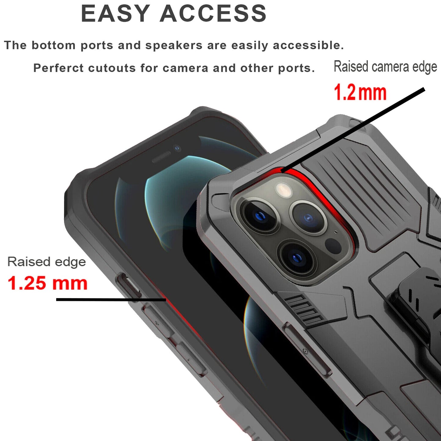 For iPhone 12 Case /12 Pro Max/Mini/ Phone Cover Shockproof Stand + Glass Screen