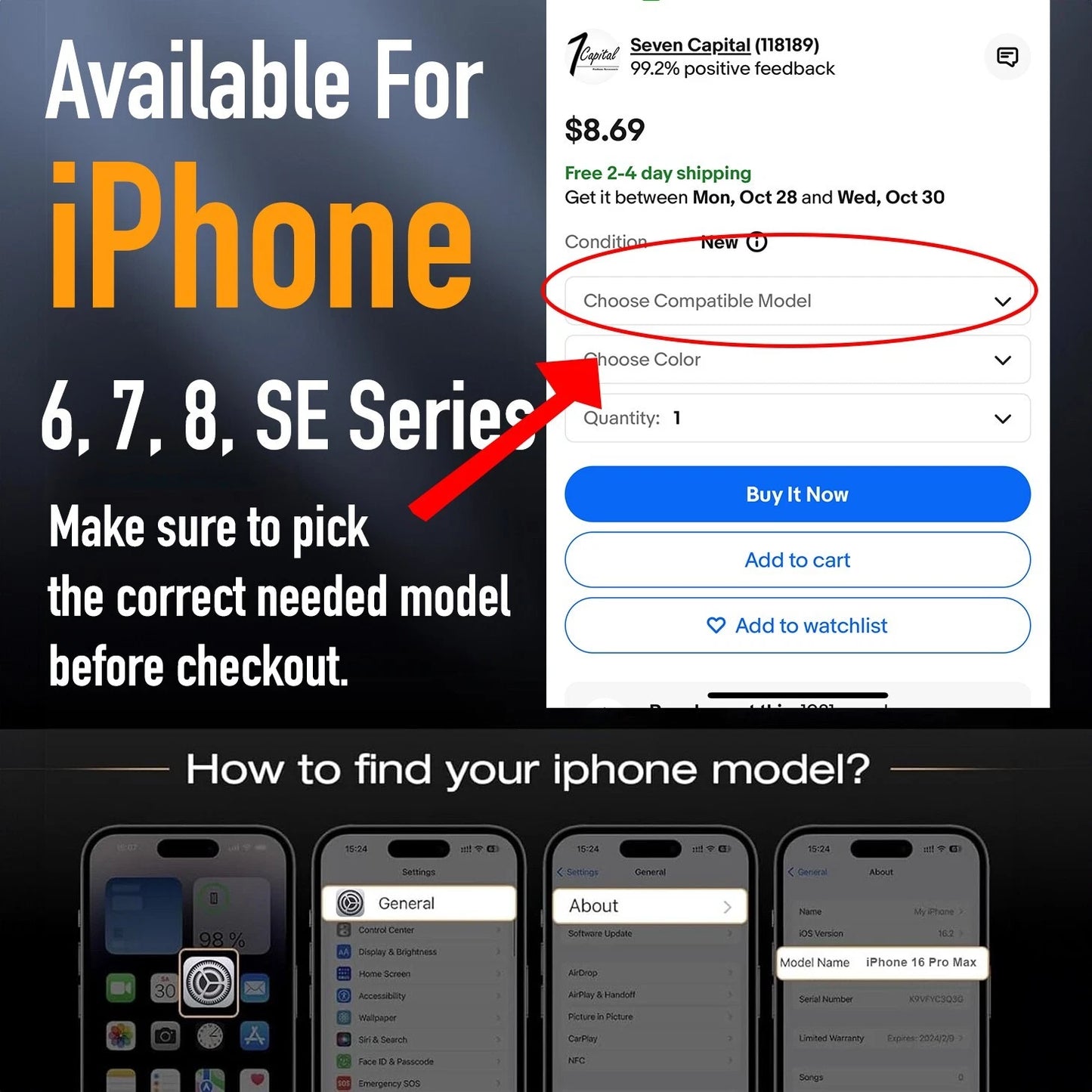 Shockproof Case For iPhone 6 7 8 Plus SE 2 3 Rugged Clip Cover Screen Protector