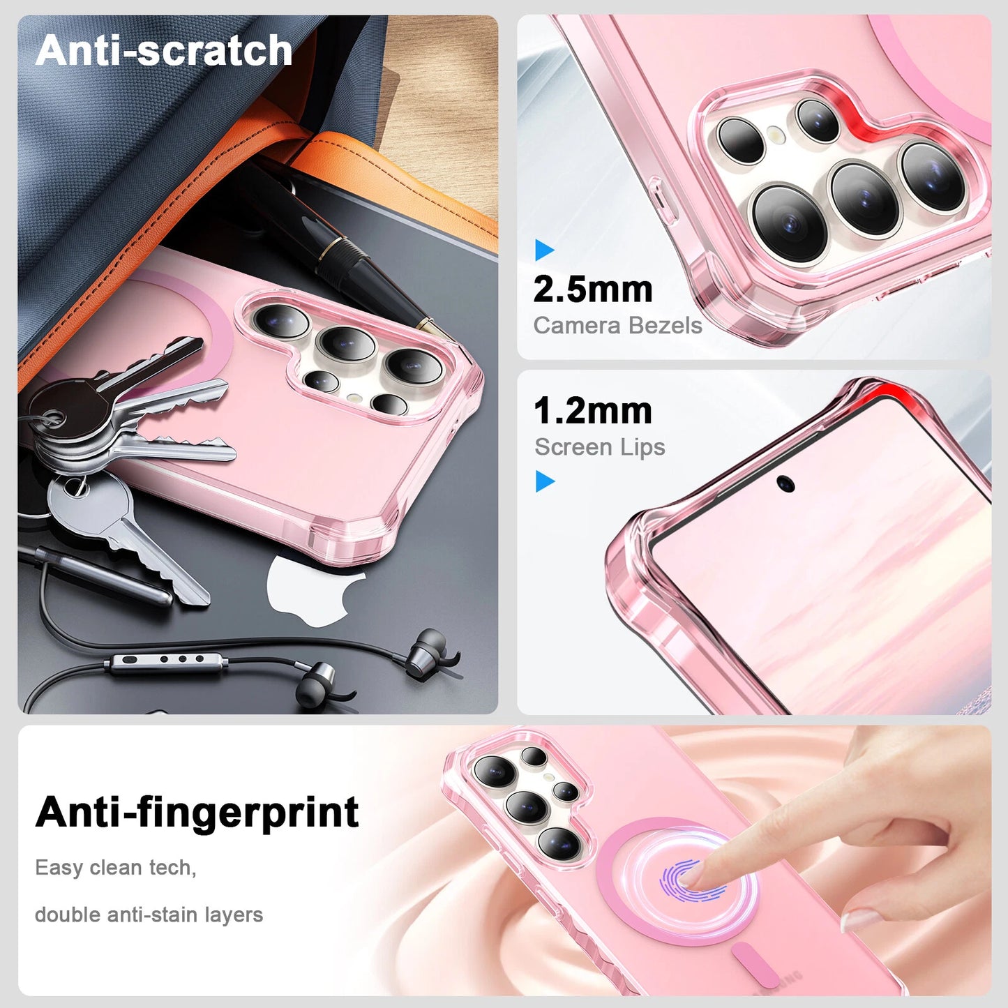 For Samsung Galaxy S25 Ultra S24+ Shockproof Matte TPU+PC Case Mag Safe Cover