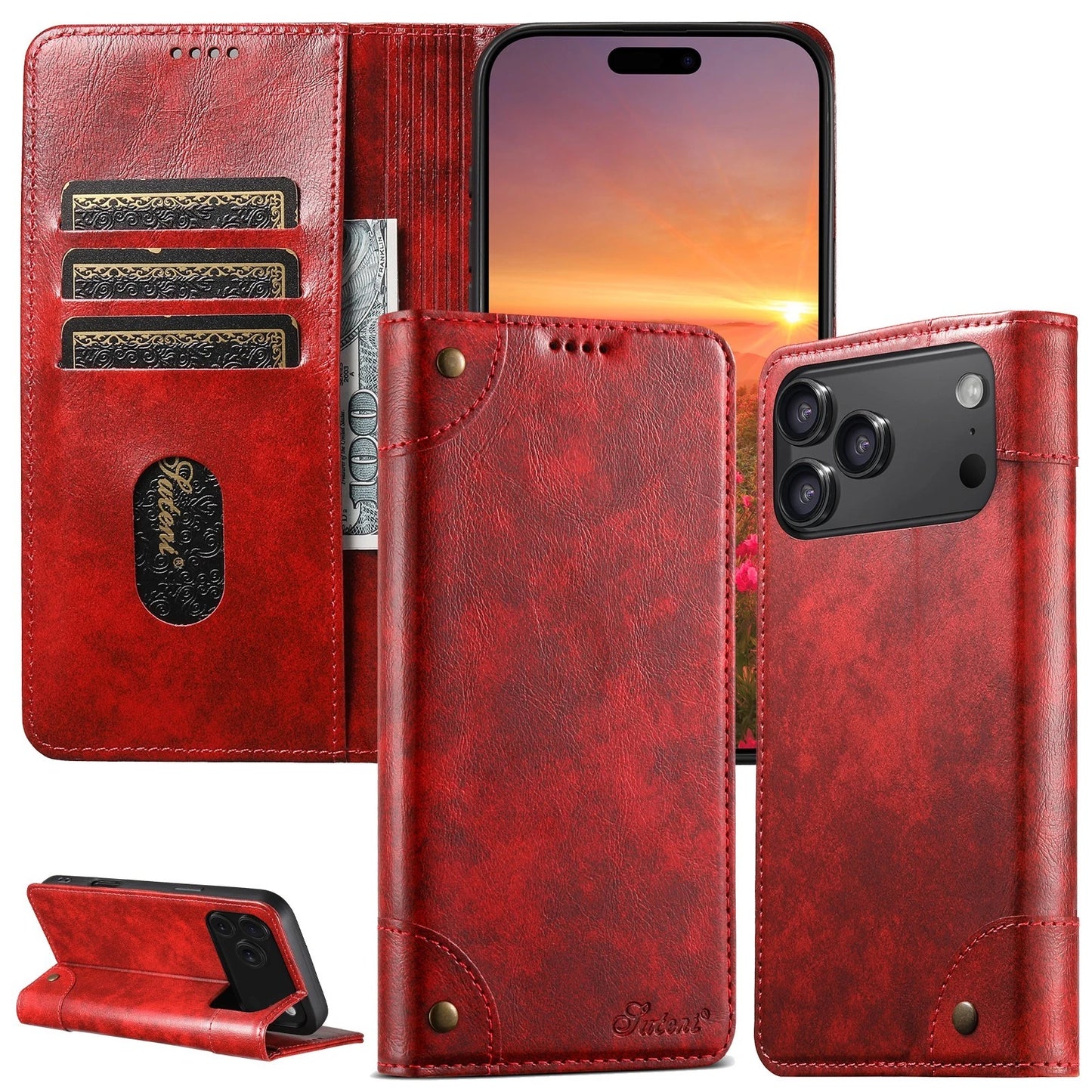 Retro PU Leather Flip Wallet Case Cover For iPhone 17 Pro Max 16 15 14 13 12 11