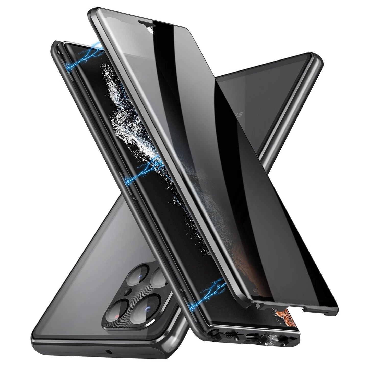 For Samsung Galaxy S25 Ultra S24+ S23 S22 S21 360�� Anti-Spy Magnetic Glass 