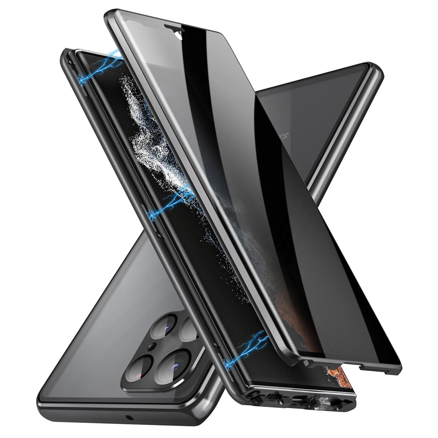 For Samsung Galaxy S25 Ultra S24+ S23 S22 S21 360�� Anti-Spy Magnetic Glass 