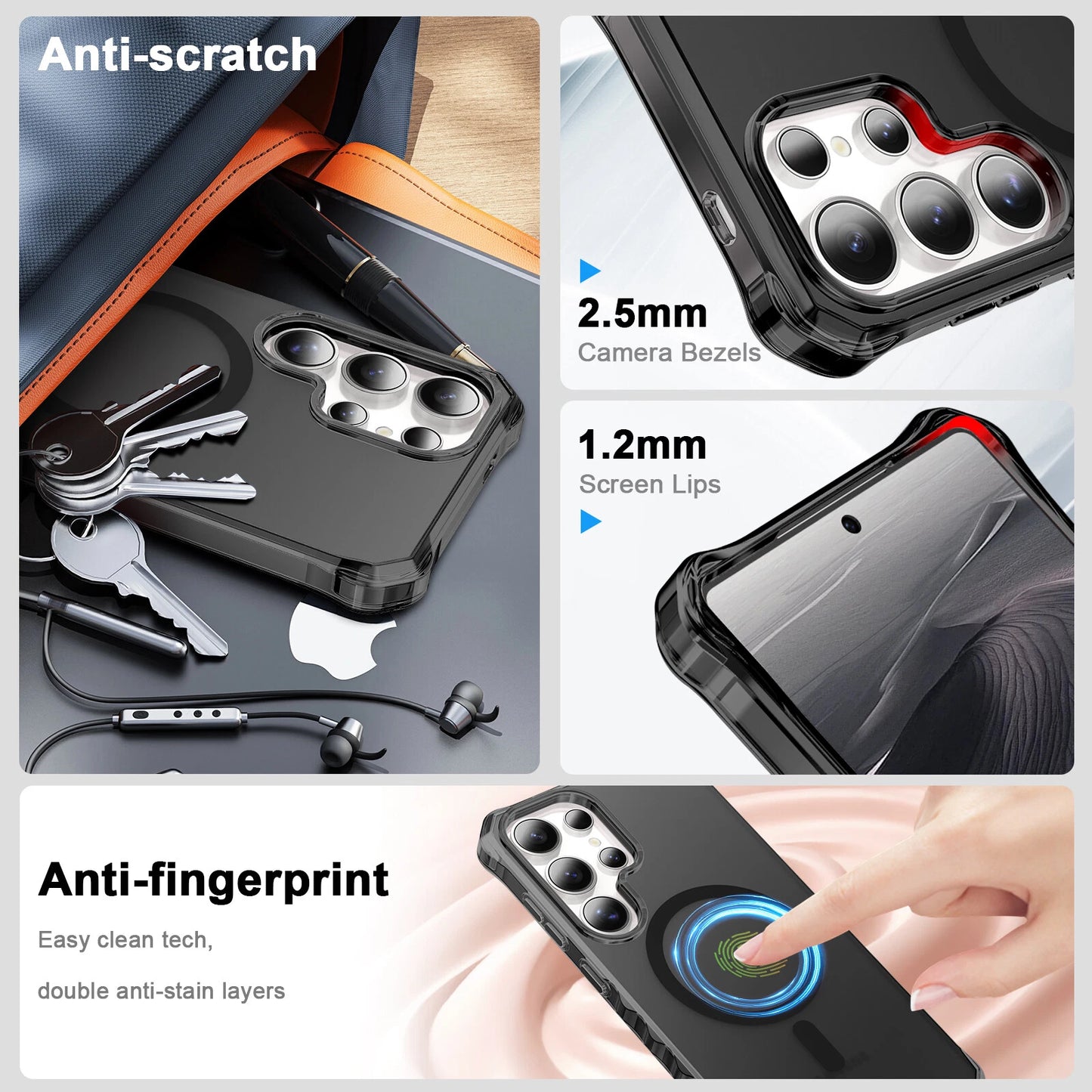 For Samsung Galaxy S25 Ultra S24+ Shockproof Matte TPU+PC Case Mag Safe Cover