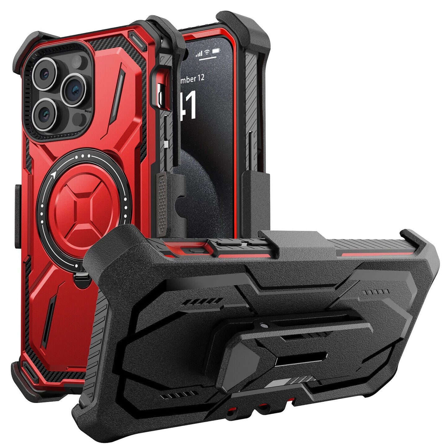 For iPhone 16 Pro Max 15 14 13 12 11 Heavy Duty Defender Case Belt Clip Holster