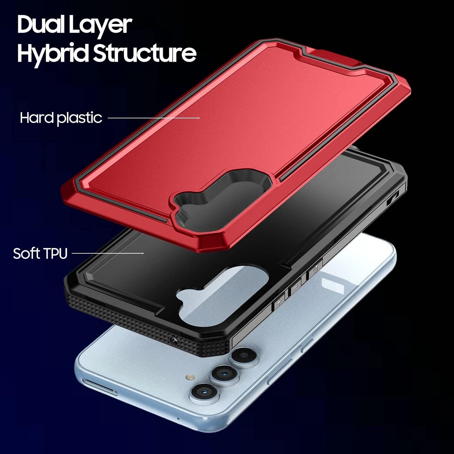 For Samsung Galaxy A16 A14 A15 A54 5G Phone Case PC+TPU Cover +Tempered Glass