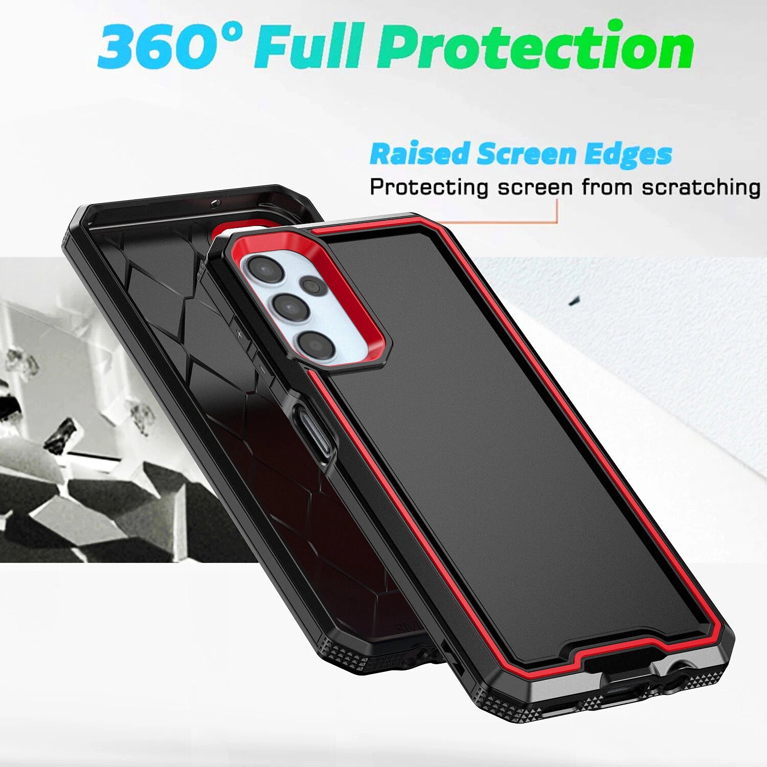 For Samsung Galaxy A16 A14 A15 A54 5G Phone Case PC+TPU Cover +Tempered Glass
