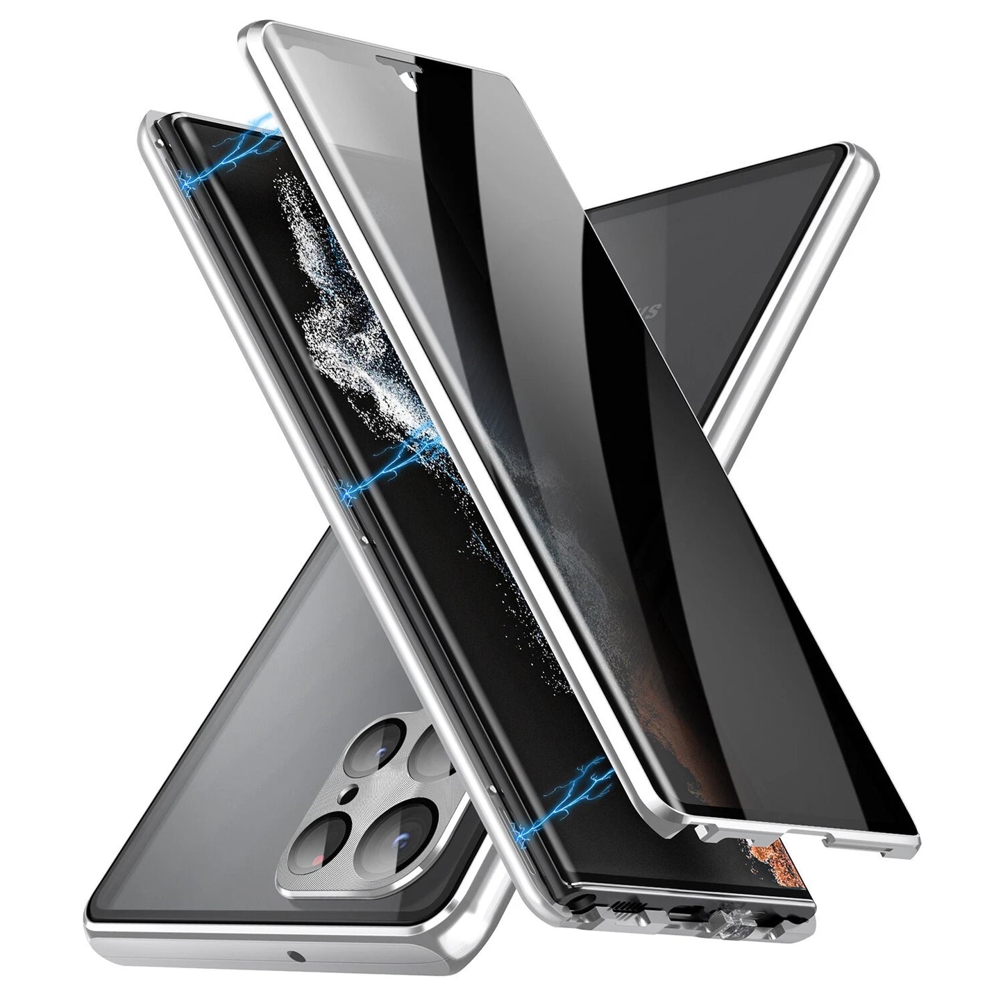 For Samsung Galaxy S25 Ultra S24+ S23 S22 S21 360�� Anti-Spy Magnetic Glass 